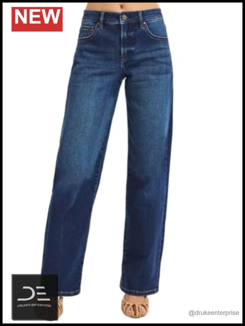 Wide Leg Baggy Mid Rise Stretch Jeans